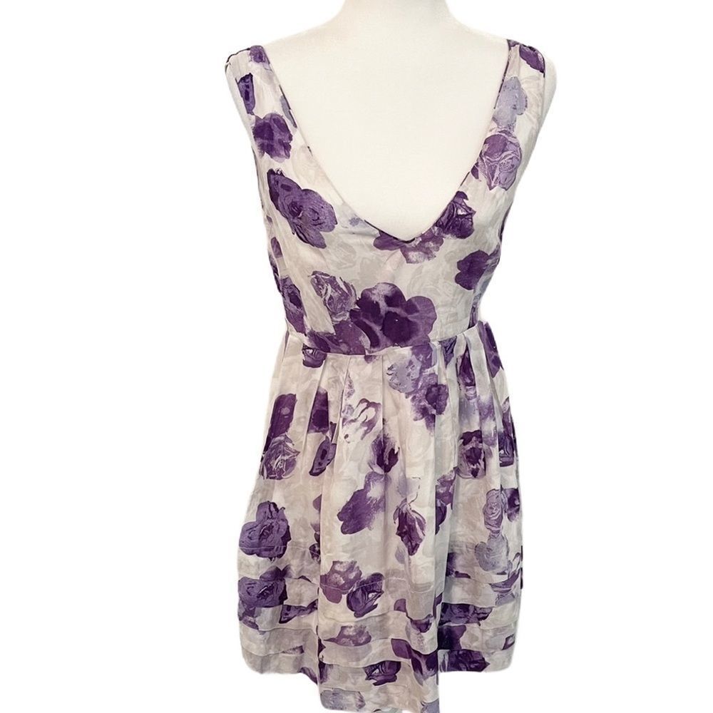 BB Dakota Floral Cotton Skater Dress Purple 6